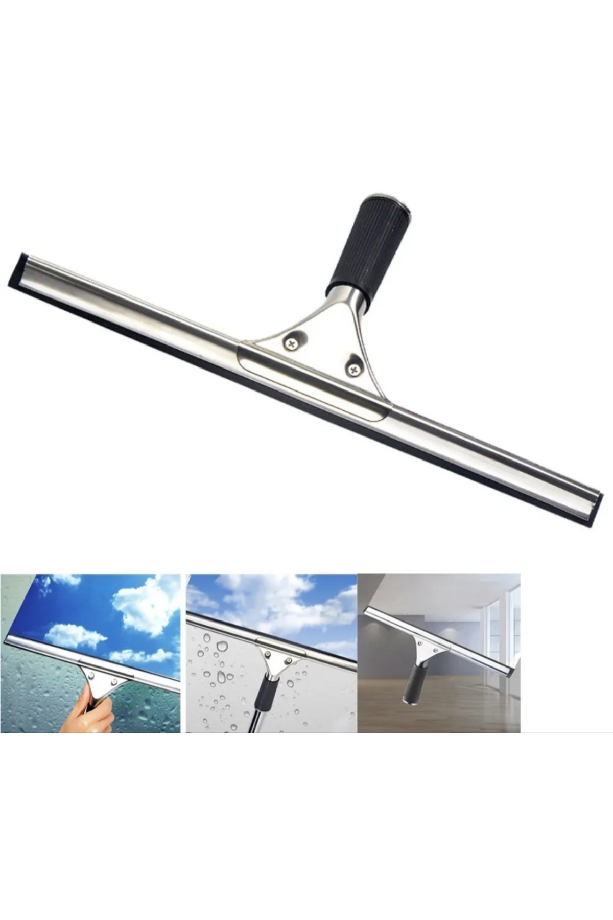 Metal 35 Cm Profesyonel Cam Temizleme Çekpası Çek Çek