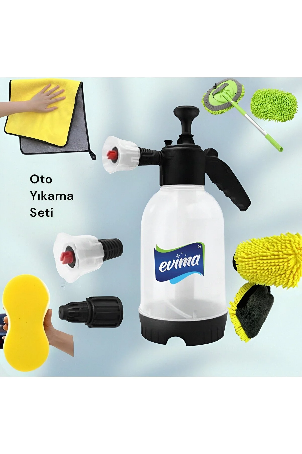 Oto Yıkama SÜPER SET Köpük Makinesi Oto Yıkama Mopu Yıkama Süngeri Kurulama Bezi Yıkama Eldiveni