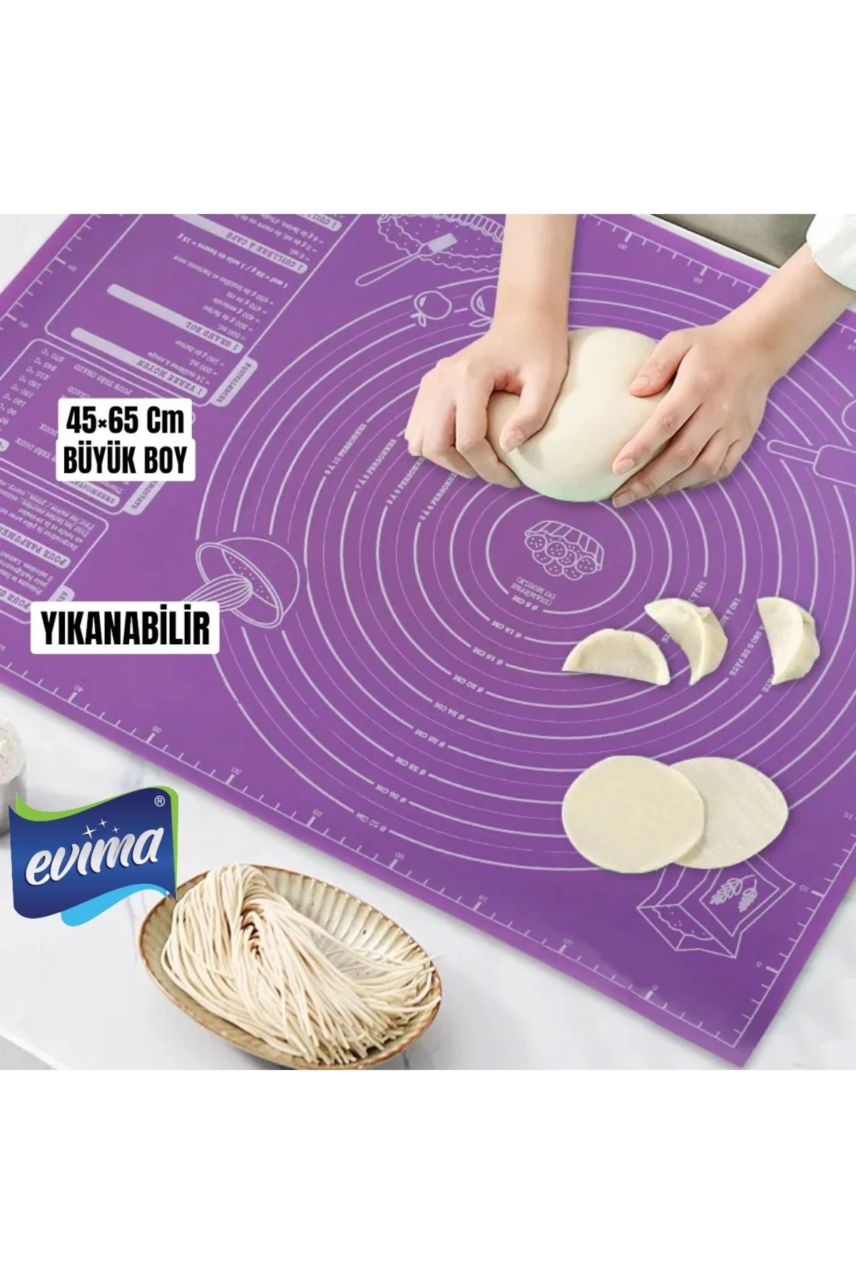 45×65 Büyük Boy Silikon Hamur Açma Altlığı Yapışmaz Kolay Yıkanabilir