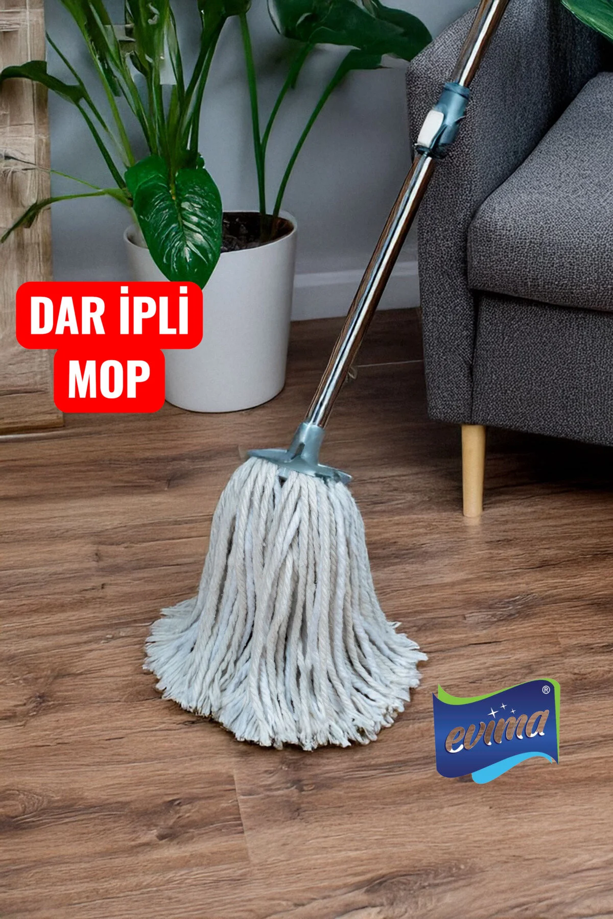 İpli Mop Yedeği Dar Uçlu Vidalı Saplara Uyumlu Püskül Mop Ucu Süper Emici