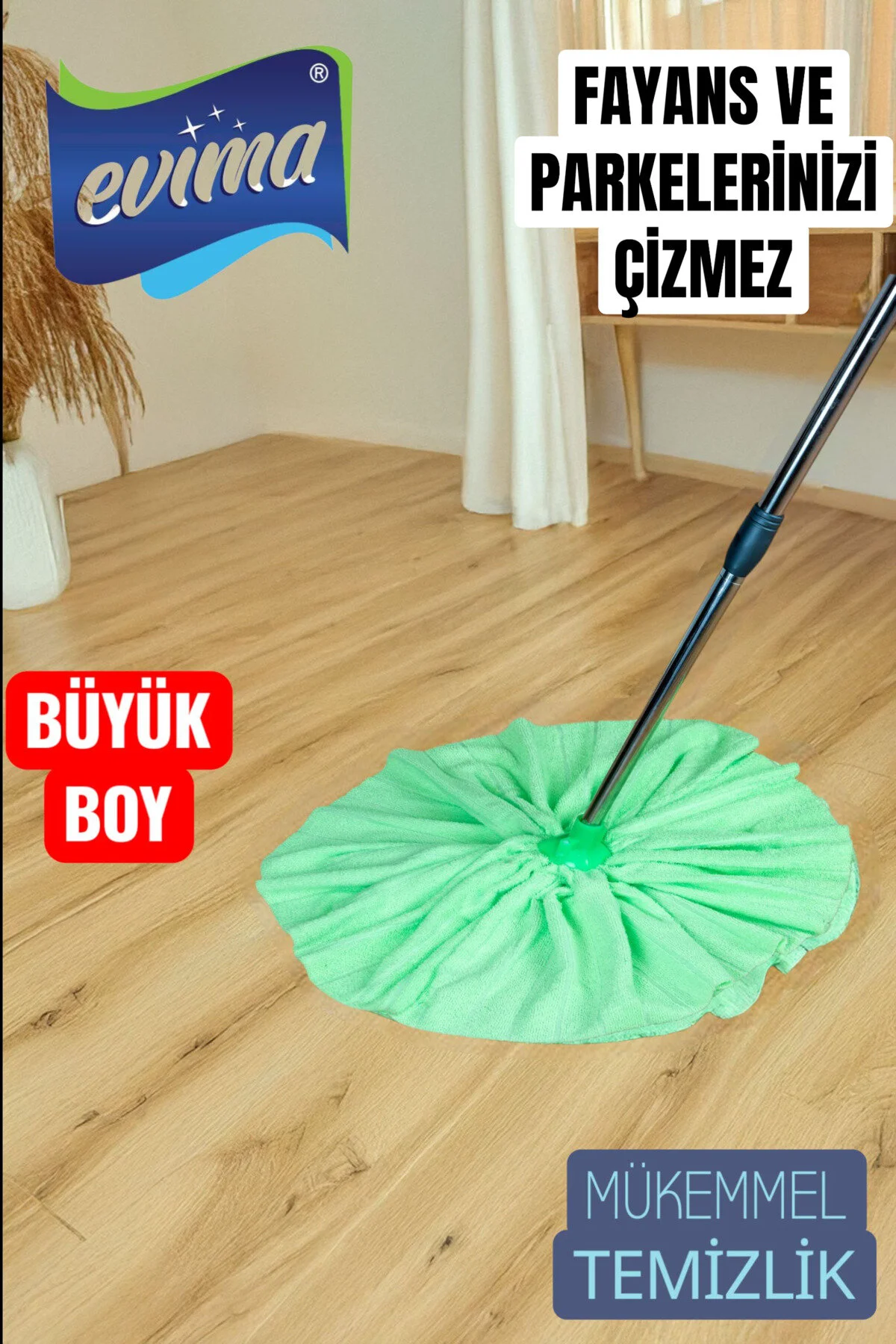 Büyük Boy Mikrofiber Kumaş Çizmez Leke Bırakmaz Mop Ucu