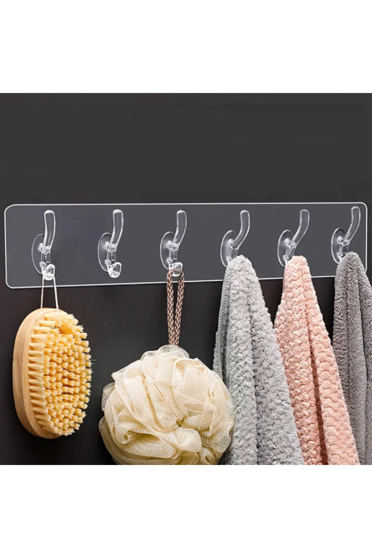 5 li Kendinden Yapışkanlı Mutfak Banyo için Şeffaf Askılık