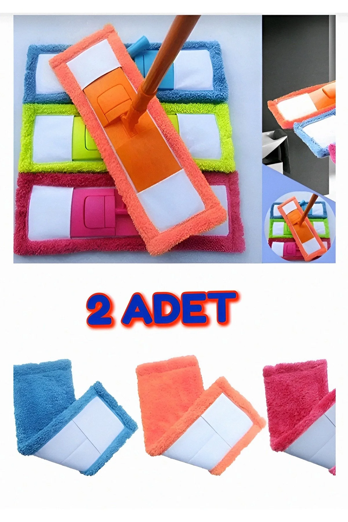 2 Adet Mikrofiber Yedek Mop 40 cm TÜM APARATLARA UYGUN