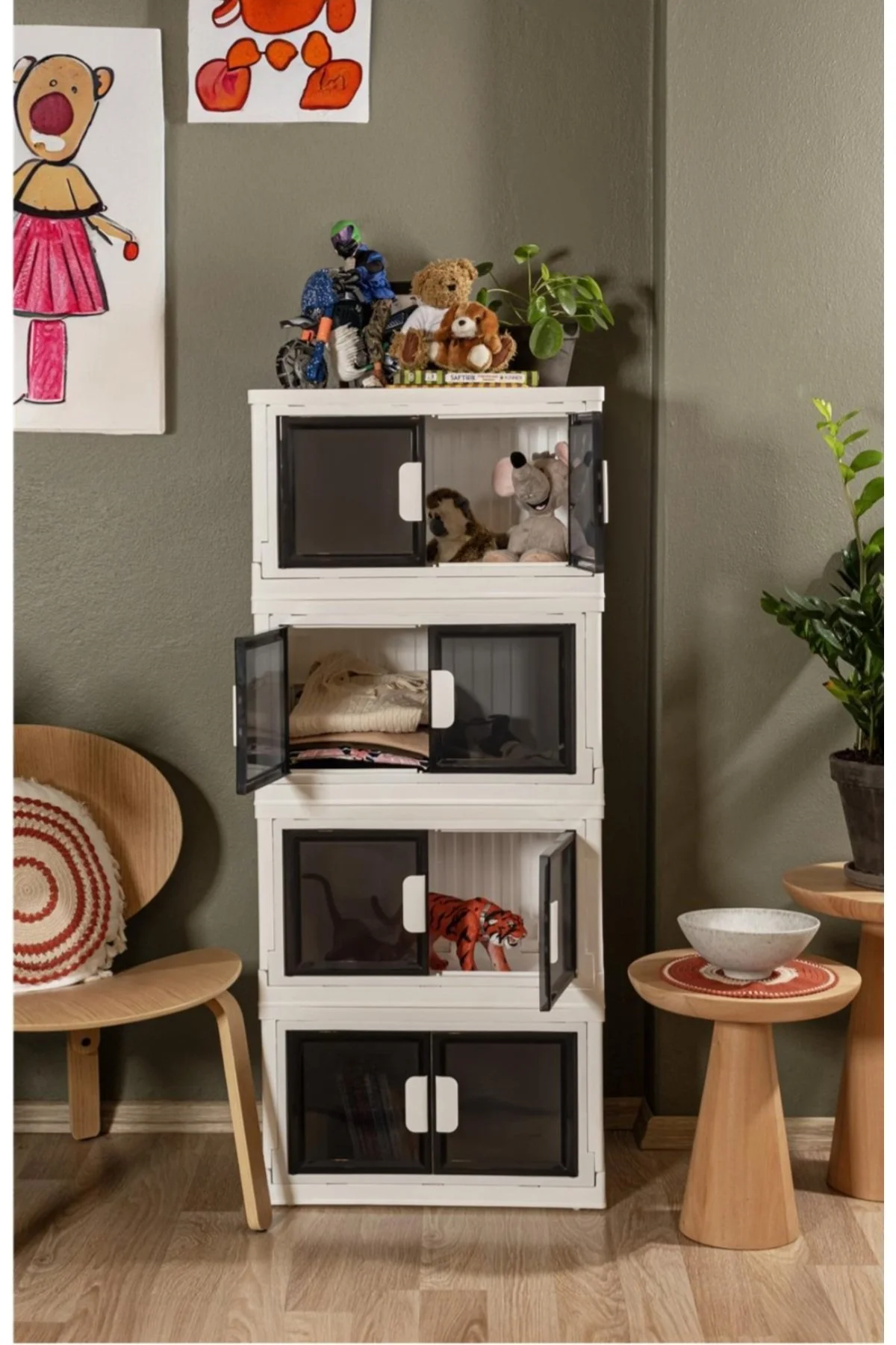 4 Katlı Mıknatıslı Portatif Mutfak Banyo Oda Düzeni için Organizer Dolap